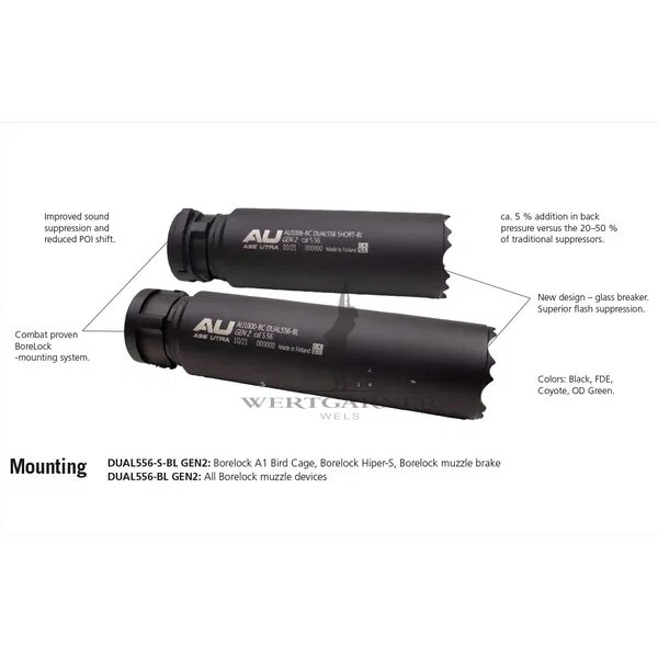 Ase Utra Schalldämpfer DUAL 556-S-BL GEN2 .223 Borelock Schwarz